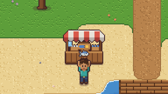 A fisher showing a catch at the market stall